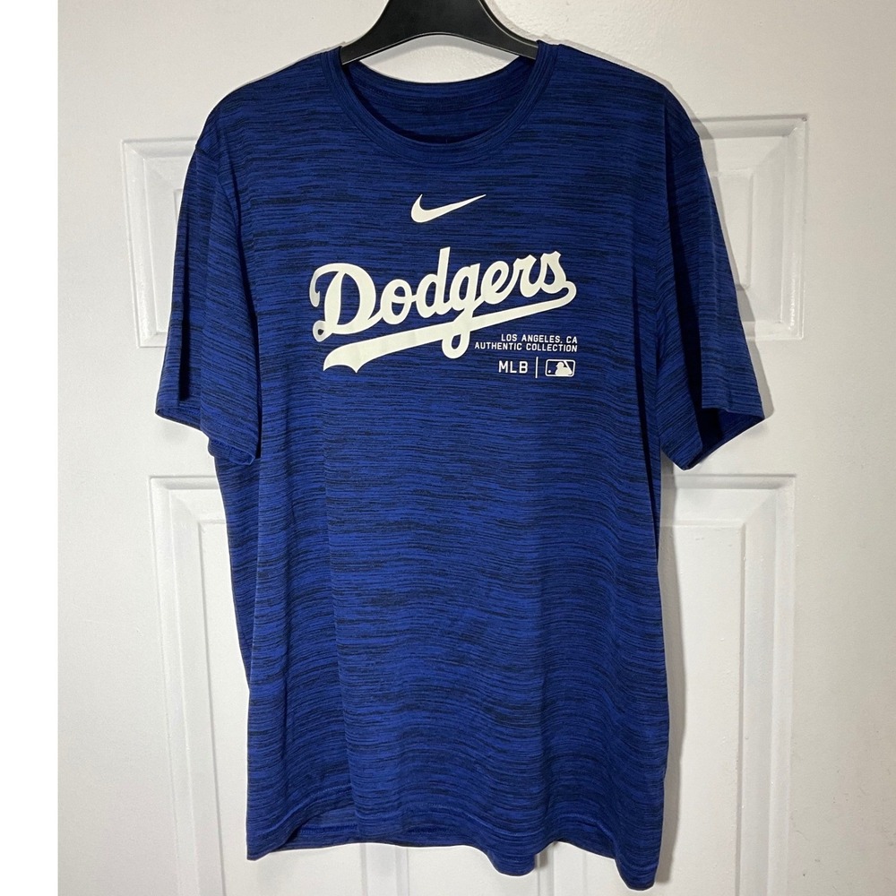 Nike Los Angeles Dodgers MLB Authentic Collection Dri-FIT Shirt Mens Medium Blue